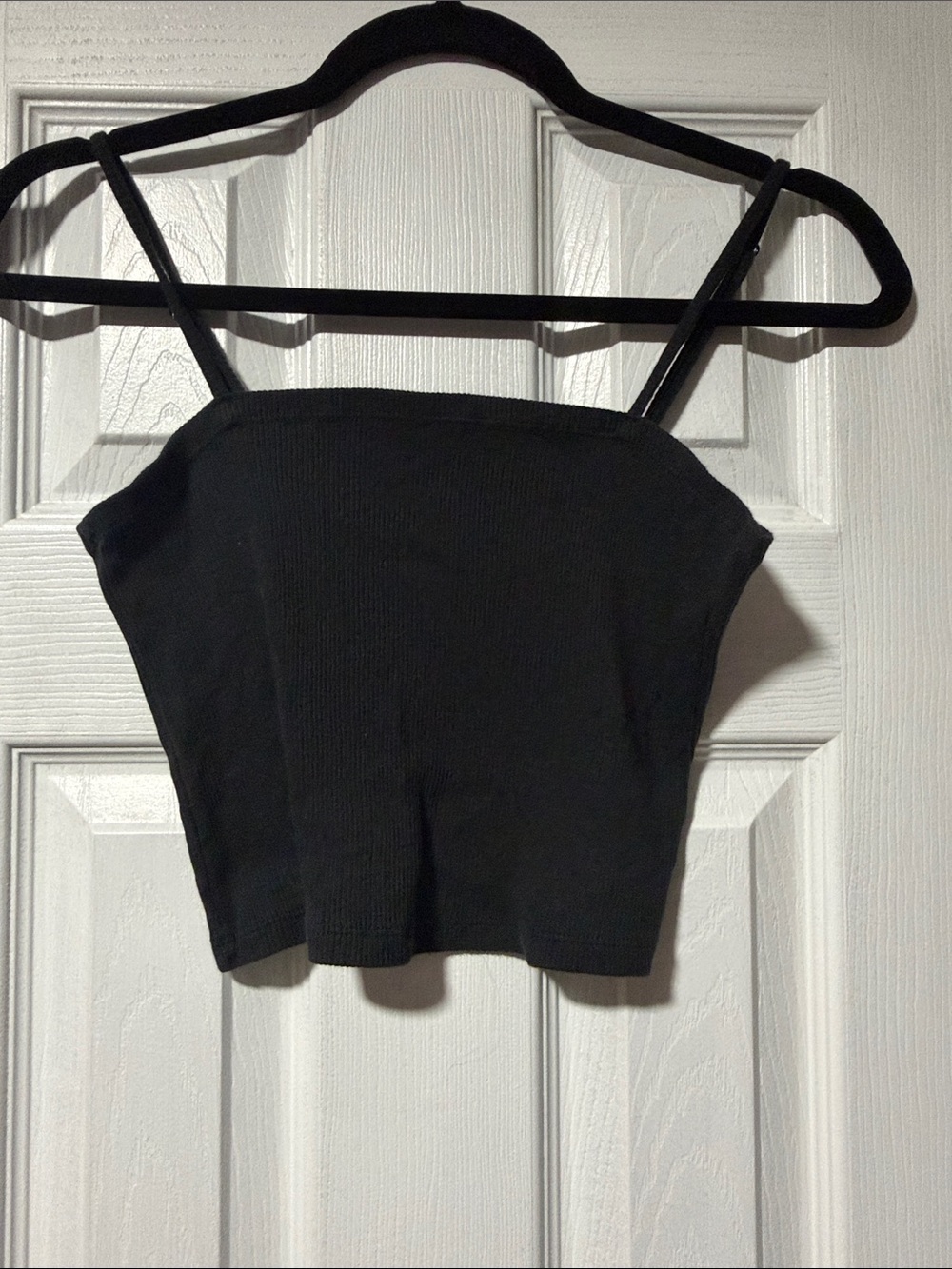 Aerie Black Ribbed Square-Neck Cropped Camisole